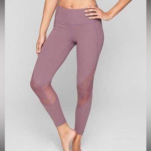 ATHLETA Shine Salutation Mesh Panel Leggings Pants Purple Size XS